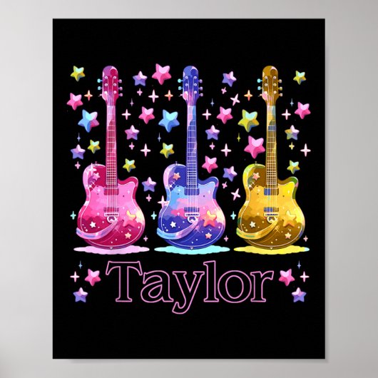 Meisje Retro Taylor Voornaam Gepersonaliseerde Gro Poster (Voorkant)
