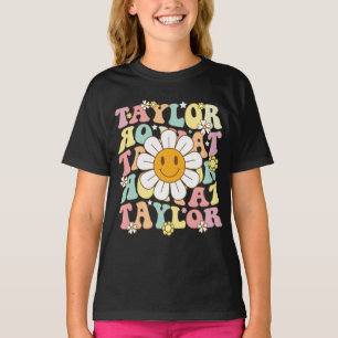Meisje Retro Taylor Voornaam Gepersonaliseerde Gro T-shirt