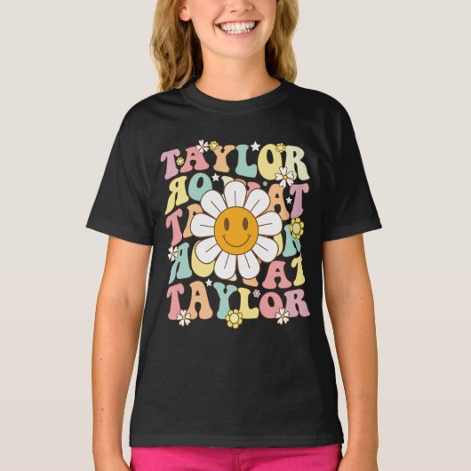 Meisje Retro Taylor Voornaam Gepersonaliseerde Gro T-shirt (Voorkant)