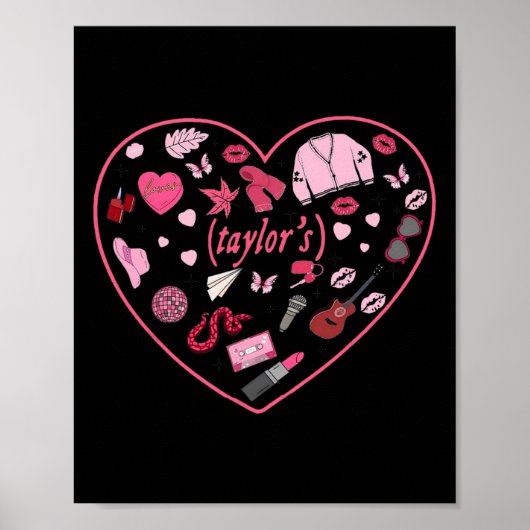 Meisje Retro Taylor Voornaam Gepersonaliseerde Val Poster (Voorkant)