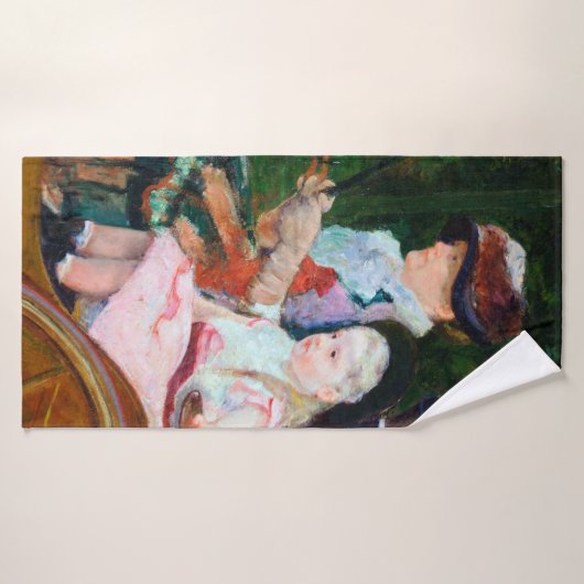 Meisje Riding a Carriage, Mary Cassatt Badhanddoek (Badhanddoek)