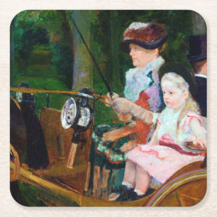 Meisje Riding a Carriage, Mary Cassatt Kartonnen Onderzetters