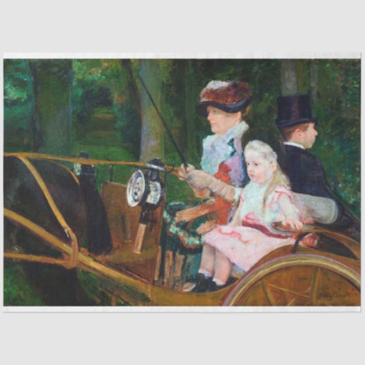 Meisje Riding a Carriage, Mary Cassatt Tissuepapier (Voorkant)