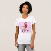 Meisje rijden op een fiets vrouwen T-shirt (Voorkant volledig)