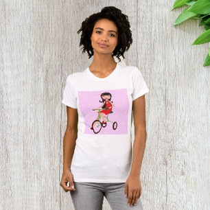 Meisje rijden op een fiets vrouwen T-shirt