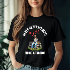 Meisje Rijden op een Tractor Design T-shirt
