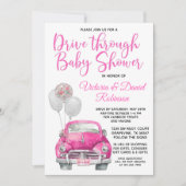 Meisje rijdt door Baby shower auto Kaart (Voorkant)