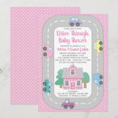 Meisje rijdt door Baby shower Kaart (Voorkant / Achterkant)