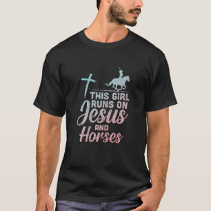 Meisje rijdt Jezus paarden Christelijk paardrijden T-shirt