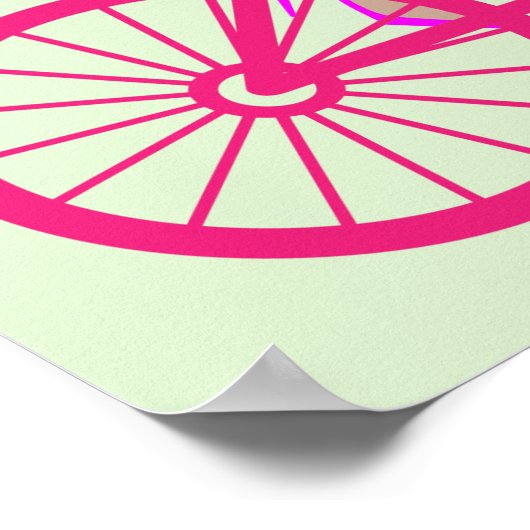 Meisje rijdt op roze fiets poster (Hoek)