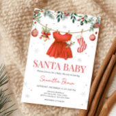 Meisje Rode Kerstman Baby shower Kaart