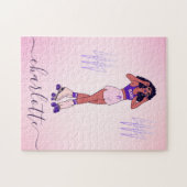  meisje Rollerblading Skater roze Paarse naam Legpuzzel (Horizontaal)