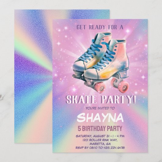 Meisje Rolschaatsen Verjaardag Kaart (Voorkant / Achterkant)