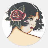 meisje ronde sticker (Voorkant)