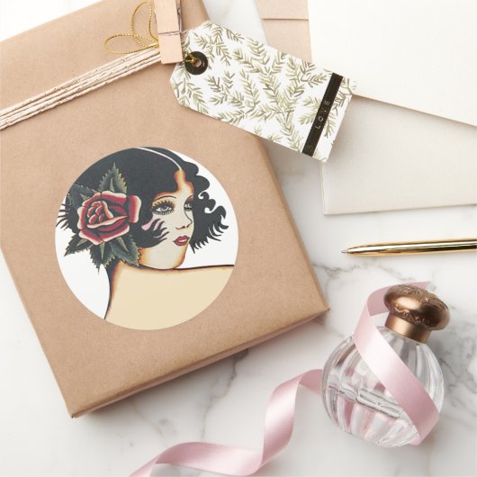 meisje ronde sticker (Geschenken)