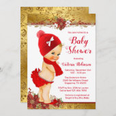 Meisje Rood Goud Kerst Baby shower Blond Kaart (Voorkant / Achterkant)