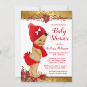Meisje Rood Goud Kerst Baby shower Etnisch Kaart (Voorkant)