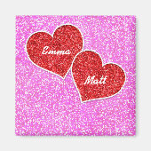 MEISJE ROOD HART ROZE GLITTER MAGNEET (Voorkant)