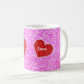 MEISJE ROOD HART ROZE GLITTER MOK (Voorkant rechts)