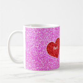 MEISJE ROOD HART ROZE GLITTER MOK