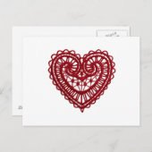  meisje Rood Lace Heart Briefkaart (Voorkant / Achterkant)