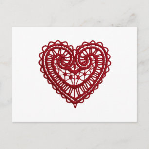 meisje Rood Lace Heart Briefkaart