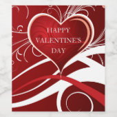 Meisje Rood & Wit Hart En Bloemen Swirls Wijn Etiket (Enkel label)