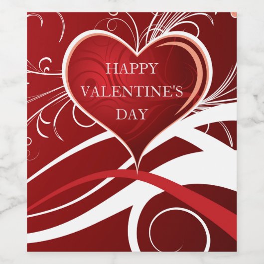 Meisje Rood & Wit Hart En Bloemen Swirls Wijn Etiket (Enkel label)