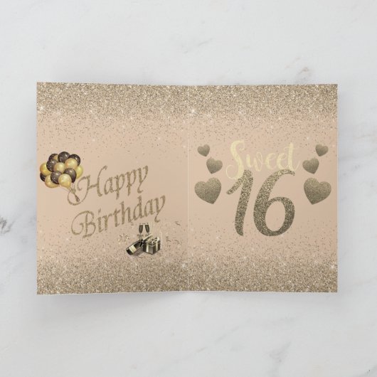 Meisje Roos Gold op persoonlijke titel 16e verjaar Kaart (Binnen)