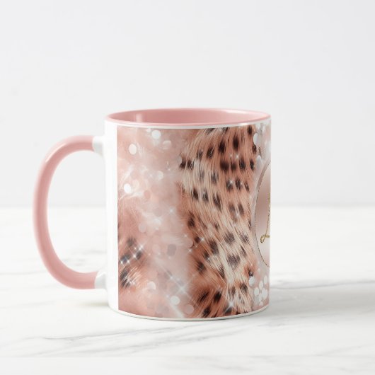 Meisje Roos Goud Leopard Bokeh Mok (Links)