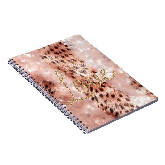  Meisje Roos Goud Leopard Bokeh Notitieboek (Rechterzijde)