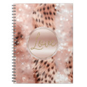  Meisje Roos Goud Leopard Bokeh Notitieboek (Voorkant)