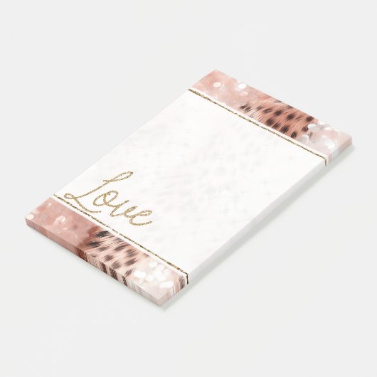  Meisje Roos Goud Leopard Bokeh Post-it® Notes (Schuin)