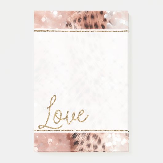 Meisje Roos Goud Leopard Bokeh Post-it® Notes (Voorkant)