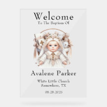 Meisje Roos Gouden Mand Doop Welkom Teken