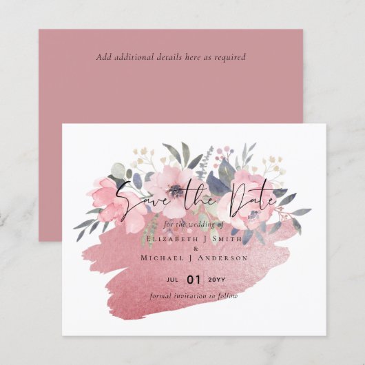  meisje Rosegold Floral Glam Wedding (Voorkant / Achterkant)