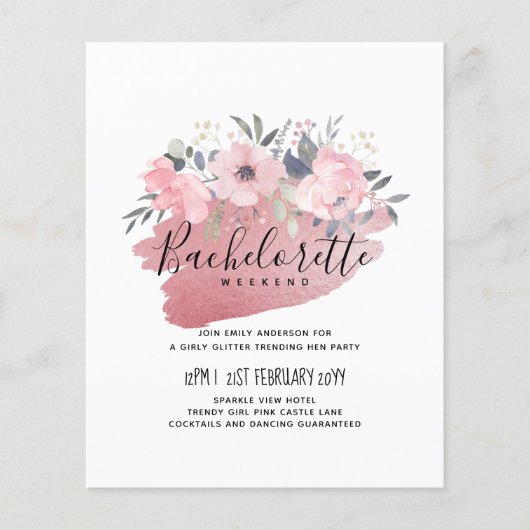  meisje Rosegold Floral Glam Wedding (Voorkant)