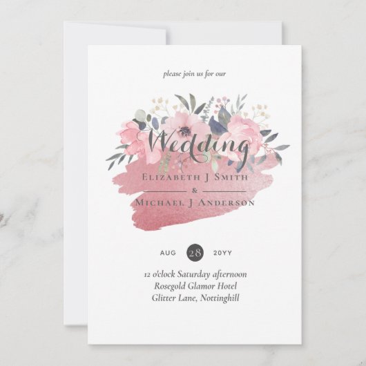 meisje Rosegold Floral Glam Wedding (Voorkant)