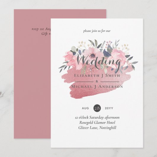  meisje Rosegold Floral Glam Wedding (Voorkant / Achterkant)