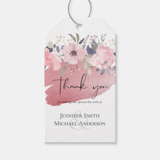  meisje Rosegold Floral Glam Wedding Cadeaulabel (Voorkant)