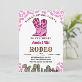 Meisje Rounded Eerste Rodeo 1e feestverjaardag Kaart (Staand voorkant)