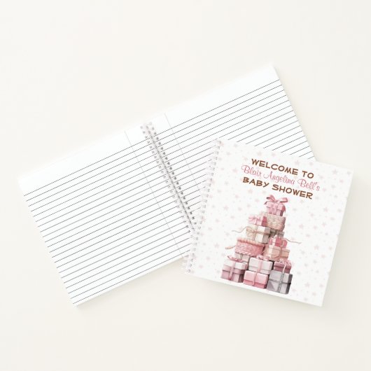 Meisje Roze Baby shower Gastenboek Notitieboek (Binnen)