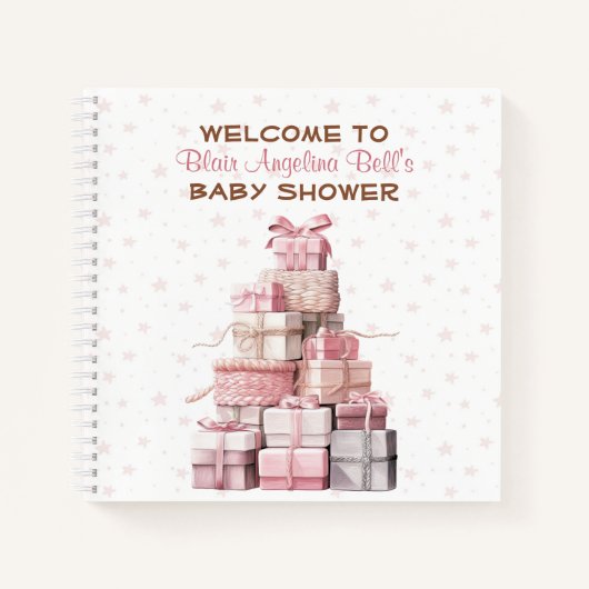 Meisje Roze Baby shower Gastenboek Notitieboek (Voorkant)