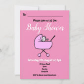 Meisje Roze Baby shower Invitation Kaart (Voorkant)
