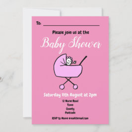 Meisje Roze Baby shower Invitation Kaart