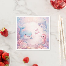 Meisje Roze Baby Shower Oceaan Feest Walvis Dolfij