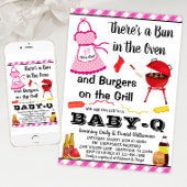 Meisje Roze Barbecue Baby shower Kaart