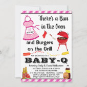 Meisje Roze Barbecue Baby shower Kaart (Voorkant)