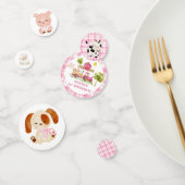 Meisje roze barnyard boerderij dieren verjaardag confetti (Groep)