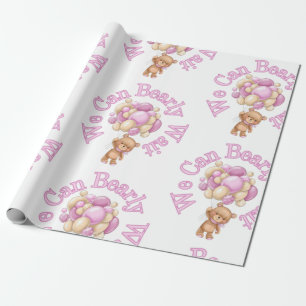 Meisje Roze Beer Baby shower Cadeaupapier